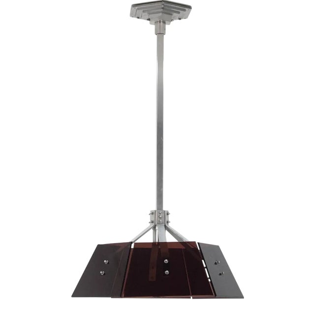 Vintage Acrylic Glass &amp; Aluminum Pendant Light, 1970s For Sale