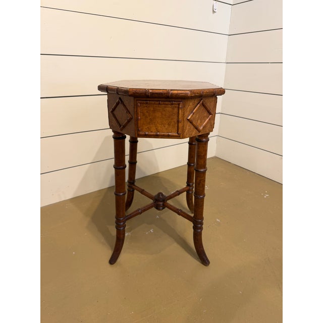 19th Century Faux Bamboo Sewing Table For Sale - Image 9 of 11
