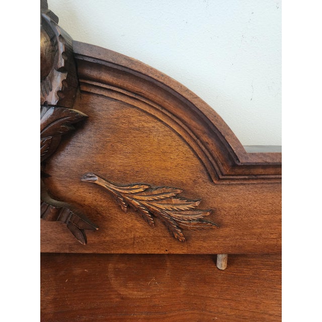 Vintage Carved Wood Furniture Pediment Crest, French Style Architectural Applique, Ornate Laurel Wreath Furniture Topper Decor For Sale - Image 10 of 11