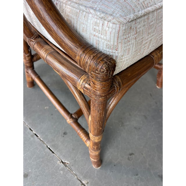 Vintage Rattan & Cane Oval-Back Dining Chairs, Newly Upholstered | Set of 6 For Sale - Image 14 of 15