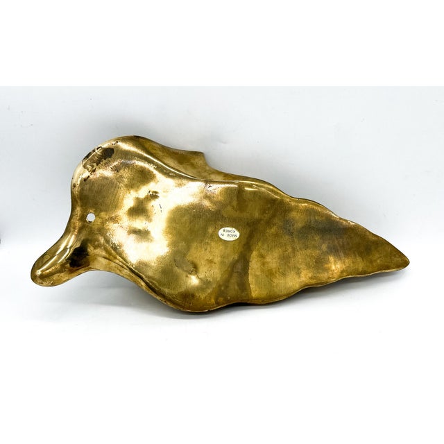Brass Vintage Oversized Brass Conch Shell Wall Pocket / Planter – Coastal / Hollywood Regency For Sale - Image 8 of 10