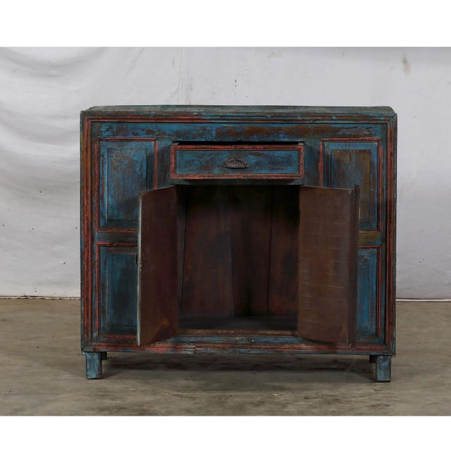 Antique Indian Painted Teakwood Buffet Cabinet For Sale In Santa Fe - Image 6 of 7