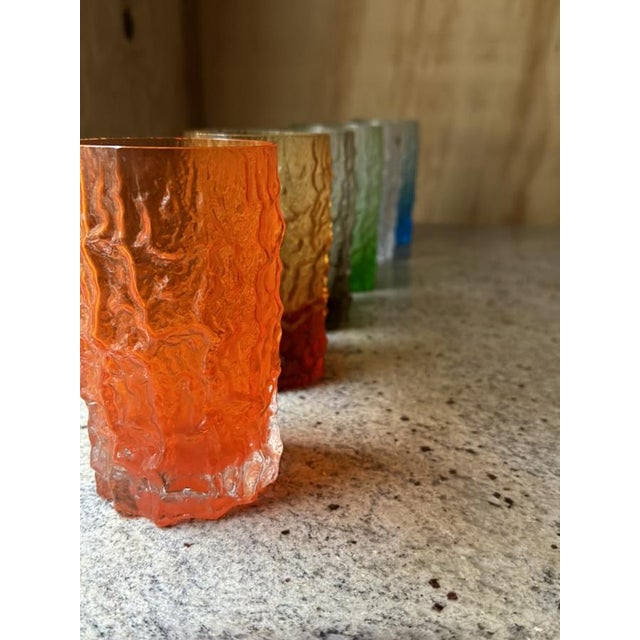Italian Textured Bark Glasses in the style of Geoffrey Baxter, 1960s, Set of 6 For Sale - Image 10 of 18