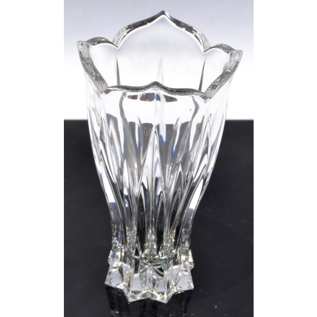 1970s Art Deco Style Waterford heavy Crystal Tulip Shape Flower Vase with Star Base from the Marquis Line. The Waterford...