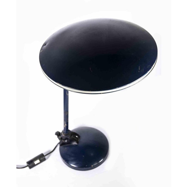 Vintage Blue Metal Table Lamp, Italy, 1970s For Sale - Image 4 of 5