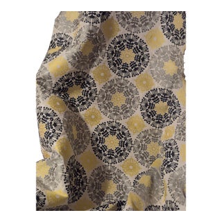 Designer Silver Black Gray Yellow Brocade Contemporary Upholstery Fabric 2++ Yards For Sale