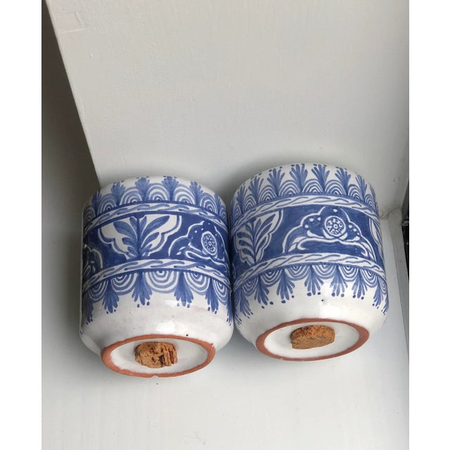Mexican Vintage Mexican Hand-Painted Tlalpujahua Salt & Pepper Shakers in Blue & White-a Pair For Sale - Image 3 of 6