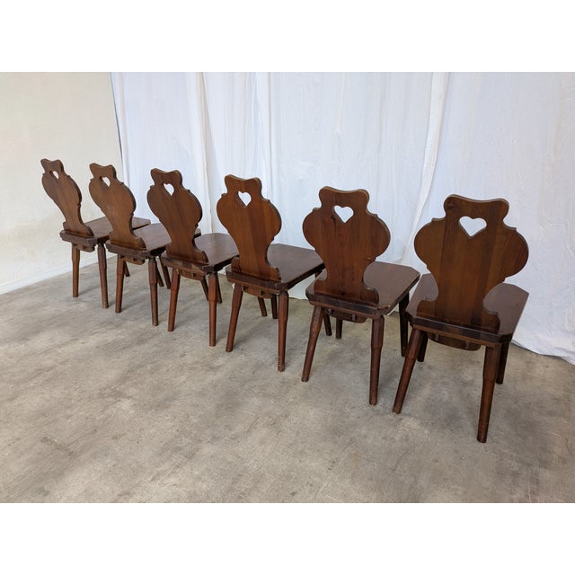 Vintage Tyrolean Farmhouse Chairs with Heart Cutouts, 1970s, Set of 6 For Sale - Image 15 of 18