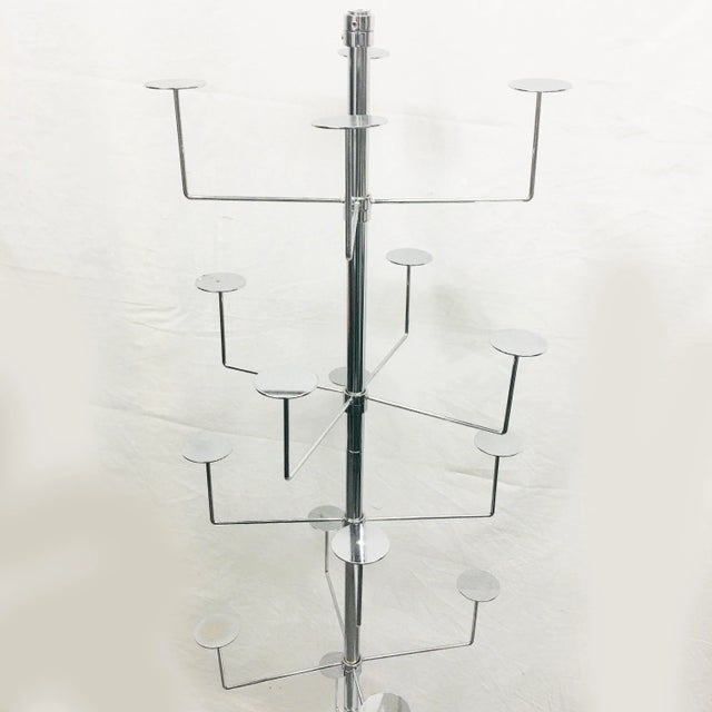 Vintage 1970s Chrome Hat Display Tower perfect for the hat collector. The small 18 inch weighted base allows for placement...