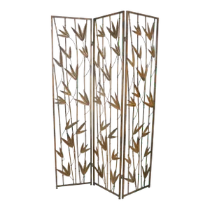 Decorative Wrought Iron Faux Bamboo Folding Screen Ca. 1970's Made in Usa