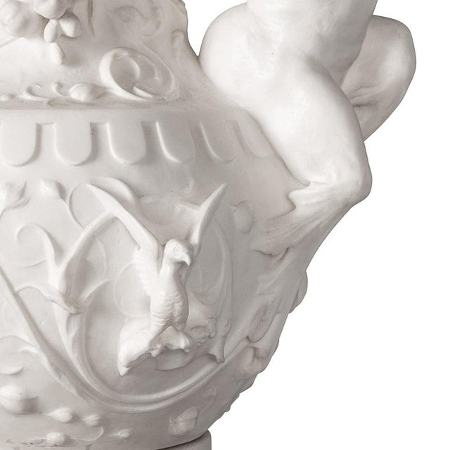 White Italian Marble Vase Decorated with Eagle, 1890s For Sale - Image 8 of 18