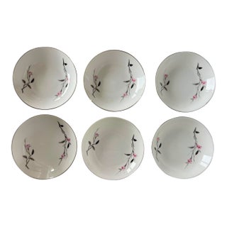 1950s Cherry Blossom Fruit Dessert Bowls- Set of 6 For Sale