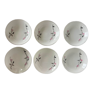 1950s Cherry Blossom Fruit Dessert Bowls- Set of 6