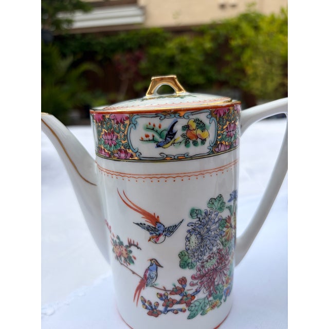 Vintage Zhongguo Zhi Zao Famille Rose Porcelain Coffee Service Set - Set of 3 For Sale - Image 4 of 12