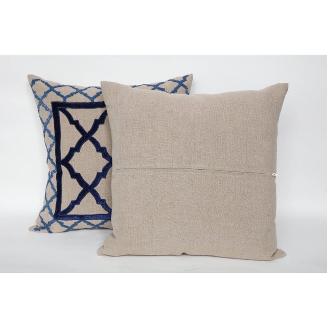 Callisto Home Linen Pillows With Bead and Velvet Trim a Pair Chairish