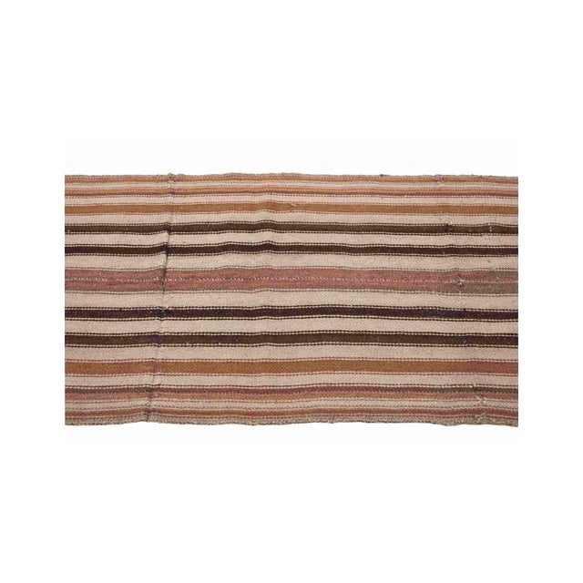 Striped Vintage Brown Kilim Runner - 2`7″ X 8`3″ Ft. For Sale - Image 4 of 6