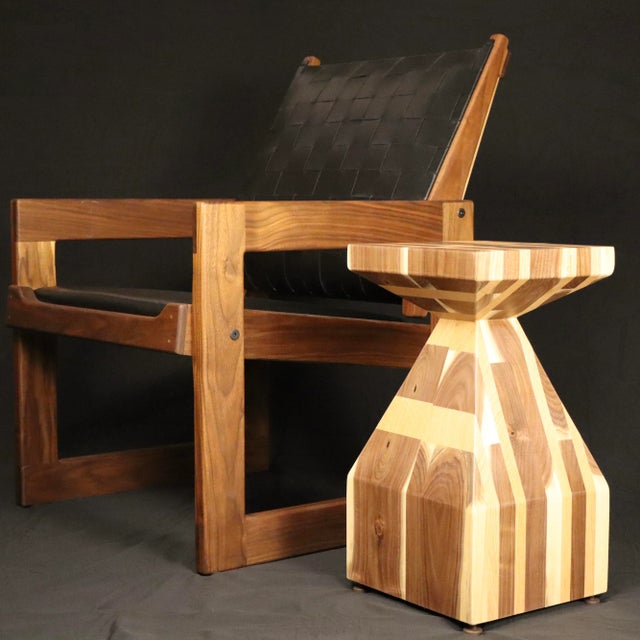 Brown Walnut and Oak Segmented Pedestal Table (Sn2524) For Sale - Image 8 of 13