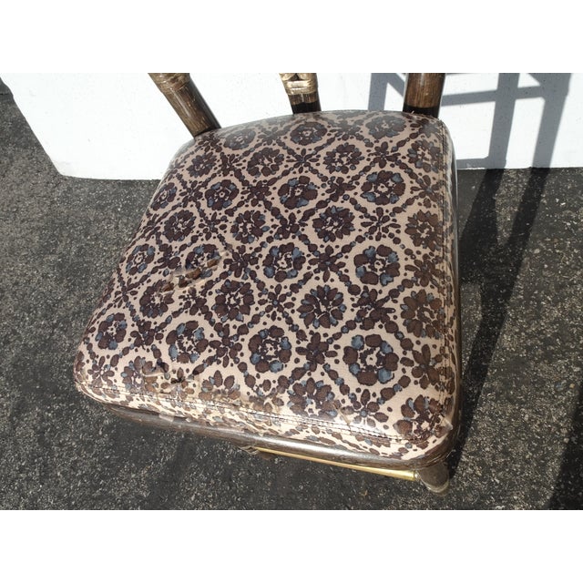 Pair of Vintage McGuire Barstools Bar Stools W Leather Straps and Brass Footrest For Sale - Image 11 of 18