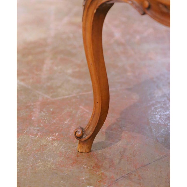 Mid-Century French Louis XV Style Carved Walnut and Upholstered Piano Bench For Sale - Image 10 of 12