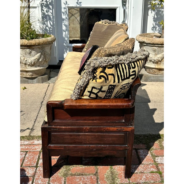 Antique Chinese Rosewood Sofa Settee With Down Cushion For Sale In Los Angeles - Image 6 of 8