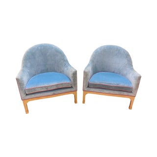 Vintage Oversized Barrel Back Club Chairs - Pair For Sale