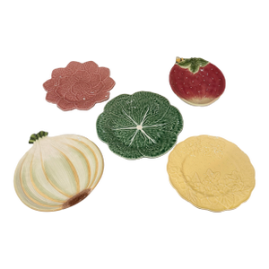 Collection of Five Plates Including Bordallo Pinheiro Cabbage Ware