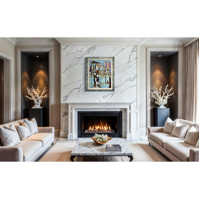 Gold Andrea Stella "The Muse of the Bay" Gold Leaf Oil Mixed Media Painting, Figurative Coastal, Italian Contemporary Art, 2010 For Sale - Image 8 of 8
