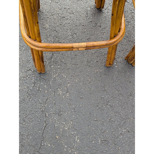 Vintage Bohemian Style Bamboo Stools With Rattan Weaving Seat, 3 Pieces For Sale In Washington DC - Image 6 of 8