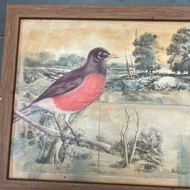 Contemporary original “Land & sea” painting & collage by Stephen Heigh. Signed and framed. Measures 28.5x10 or...