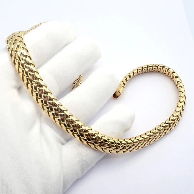 18k Yellow Gold Vintage Vannerie Basket Weave Necklace by Tiffany & Co. Details: Metal: 18k yellow gold Weight: 106.6...