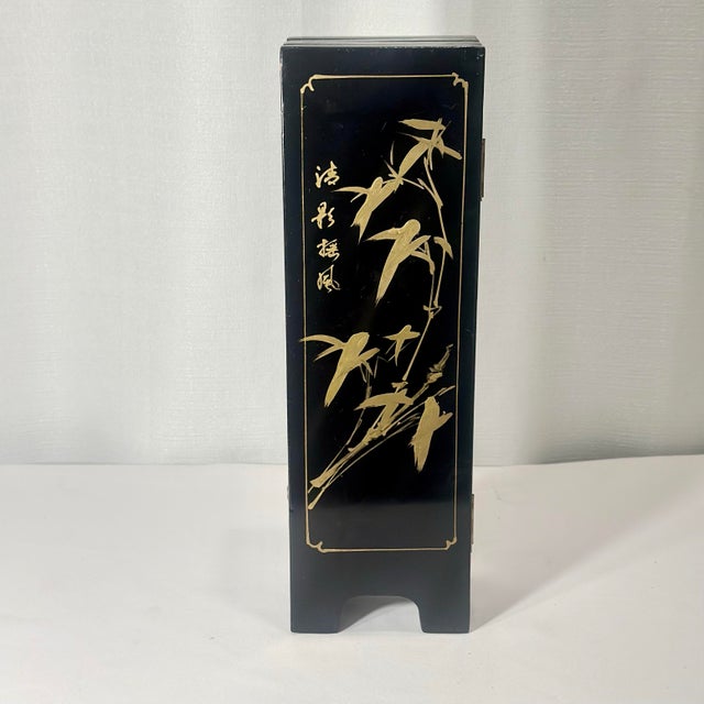 Vintage Chinoiserie Tabletop Four Panel Screen For Sale - Image 11 of 12