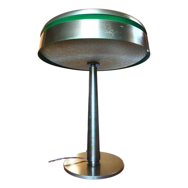 Rare 2278 table lamp model, designed by Max Ingrand for Fontana Arte, Italy, 1960 Made in brass with a glass shade, made...