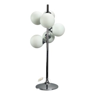 Space Age Table Lamp with Tulip Base and White Opal Glass Globes, Germany, 1970s For Sale