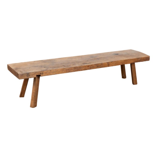 20th Century Rustic Narrow Coffee Table or Bench With Peg Legs For Sale