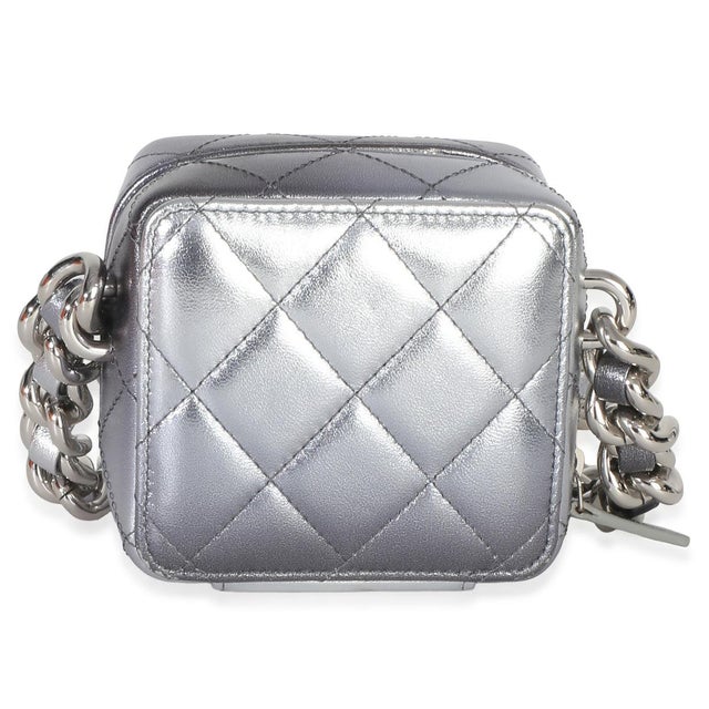 Chanel Metallic Quilted Lambskin Coco Punk Clutch With Chain For Sale - Image 4 of 9