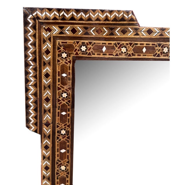 Vintage Marquetry Wood Inlaid Mirror Frame For Sale - Image 4 of 4