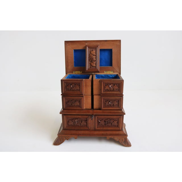 19th Century Antique Swiss Black Forest Jewelry Box in Fruitwood, 1880 For Sale - Image 5 of 12