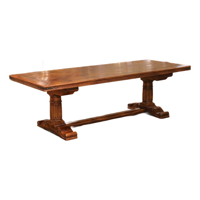Mid-Century French Louis XIII Walnut Monastery Refectory Farm Table For Sale