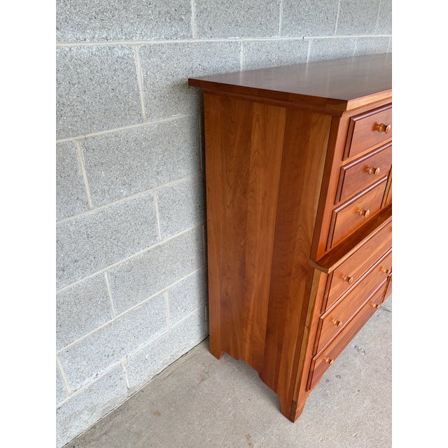 Late 20th Century Chatam Reproductions Shaker Style 12 Drawer Cherry Mule Chest & Mirror For Sale - Image 5 of 15