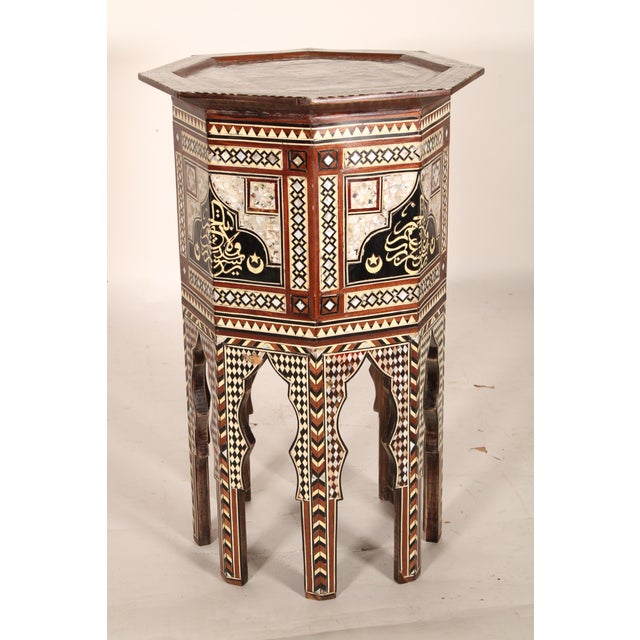 Early 21st Century Pair of Levantine Mother of Pearl and Bone Inlaid Side Tables For Sale - Image 5 of 10