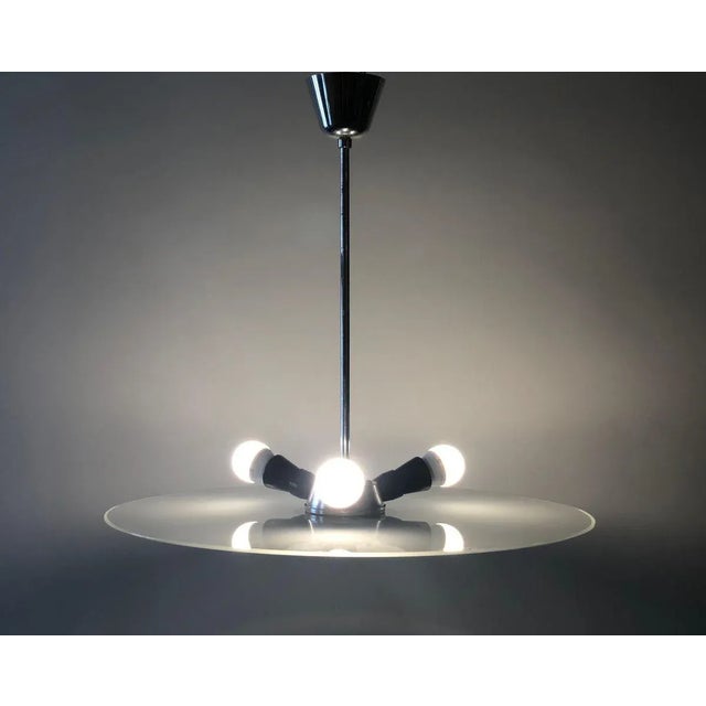 Glass Czech Bauhaus Glass Plate Pendant Lamp, 1930s For Sale - Image 7 of 13