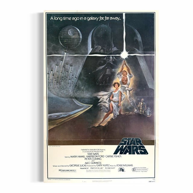 Star Wars Original Vintage Poster 1977 Original Vintage One Sheet 1977 cinema poster of the classic iconic Star Wars...