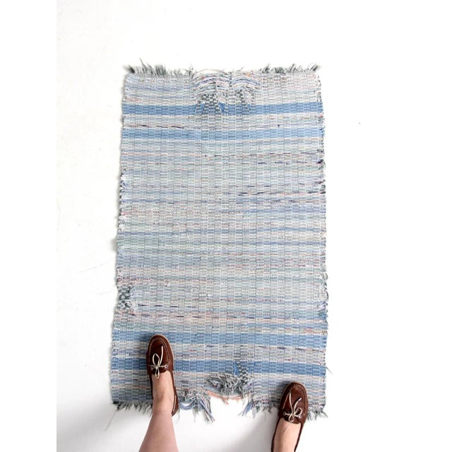 Early 20th Century Vintage Blue Farmhouse Rag Rug Chairish