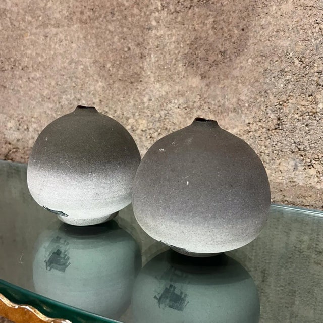 Ceramic 1970s Art Pottery El Toro Weed Pot Bud Vase Pair For Sale - Image 7 of 12