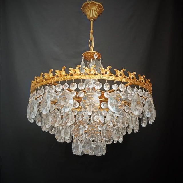 1960s Crystal Ceiling Swan Original Bohemia Light For Sale - Image 4 of 10