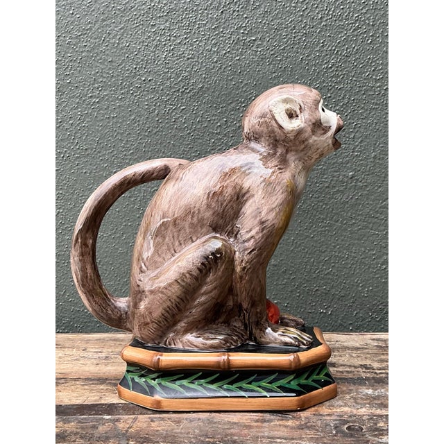 Vintage Glazed Ceramic Monkey Pitcher For Sale - Image 12 of 12