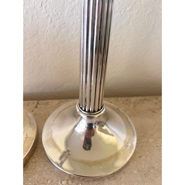 Pair of Antique European 800 Fine Silver Corinthian Column Candlesticks For Sale - Image 9 of 10