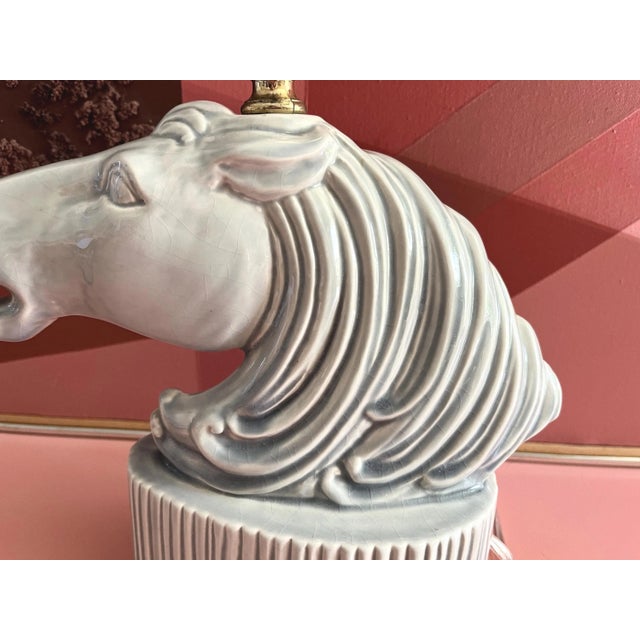 1950s Ceramic Roman Horse Head Lamp & Shade by Phil-Mar Lamps For Sale - Image 11 of 18