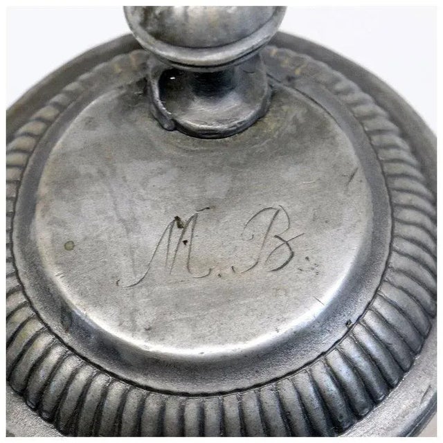 Gray German Westerwald Pewter Mounted Stoneware Pottery Tankard For Sale - Image 8 of 11