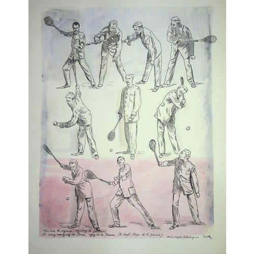 Milivoj Uzelac, Le Badminton, 1932, Original lithograph For Sale - Image 5 of 5